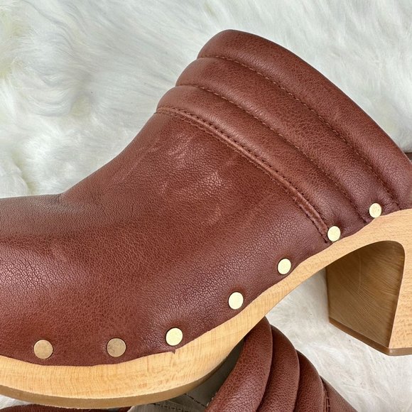 PAIGE Robbie Studded Clog in Whisky Brown Leather - Picture 6 of 9